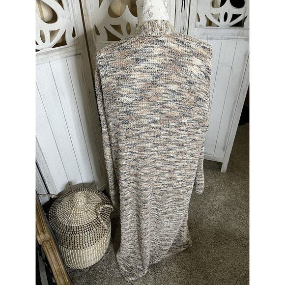 Anthropologie Pilcro Classic Longline Cardigan Duster Cream Brown Sz Large - Picture 3 of 6